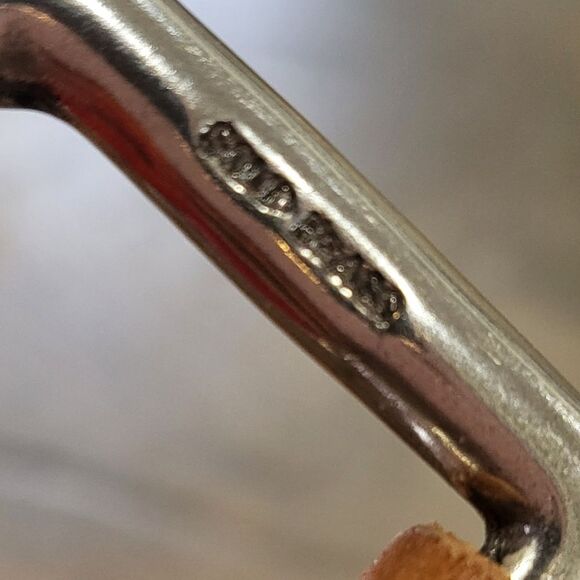 Guess Tan Leather Stitch Braid Belt SZ XL 920003 Silver Tone Solid Brass DOUBLE - Picture 4 of 9